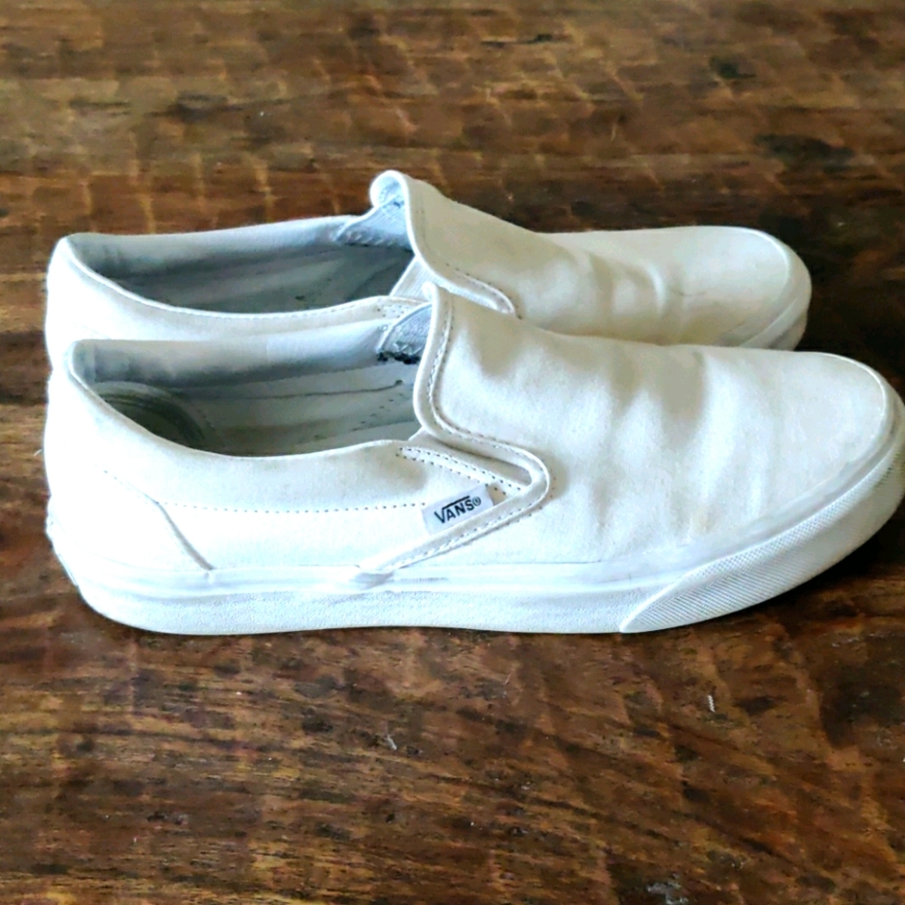 White Vans slip ons